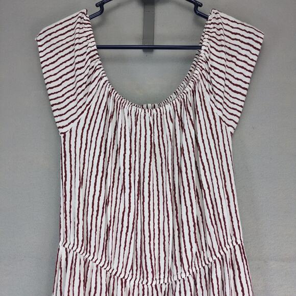 J for Justify Red White Striped Maxi Romper Dress Sz XL Open Front w Shorts Boho - Picture 9 of 10